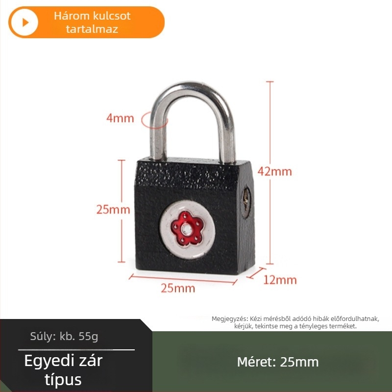 Plum Blossom vasból készült lakat, vízszintes nyitású, fiókzár, fürdőszobai zár HK01