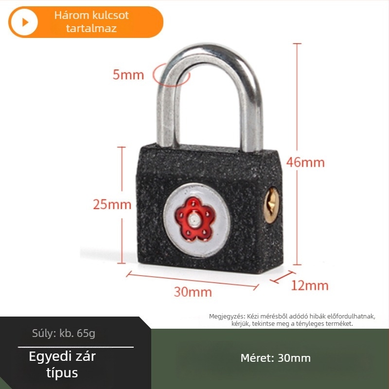 Plum Blossom vasból készült lakat, vízszintes nyitású, fiókzár, fürdőszobai zár HK01