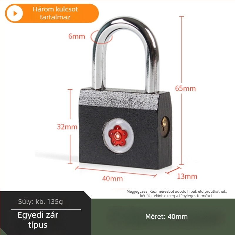 Plum Blossom vasból készült lakat, vízszintes nyitású, fiókzár, fürdőszobai zár HK01