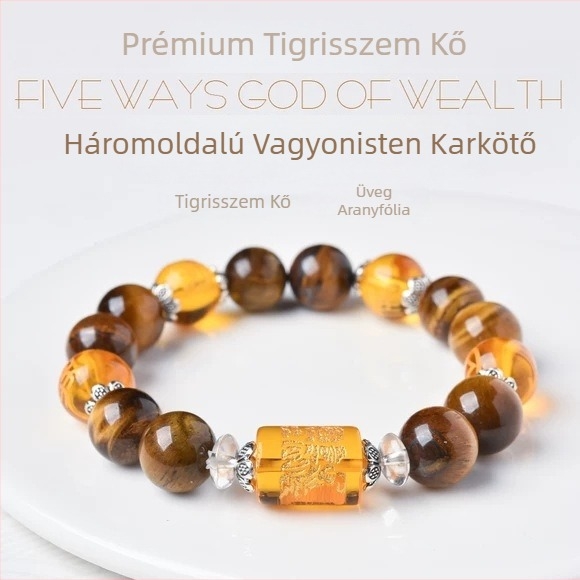 Tigriszem karkötő háromarcú Isten a gazdagság motívummal – uniszex ékszer