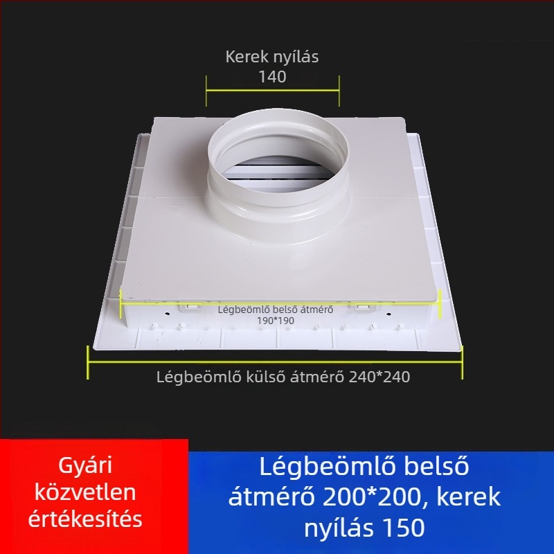 ABS kétszintes lamellás légkiárató, négyszögletes-kerekre alakítható rács központi klímához