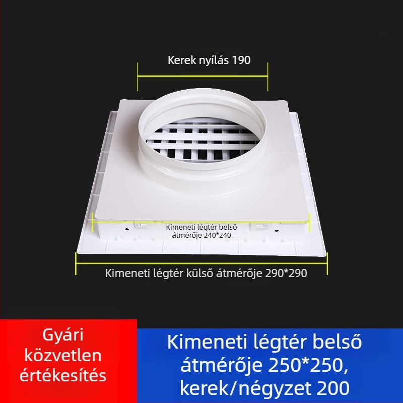 ABS kétszintes lamellás légkiárató, négyszögletes-kerekre alakítható rács központi klímához