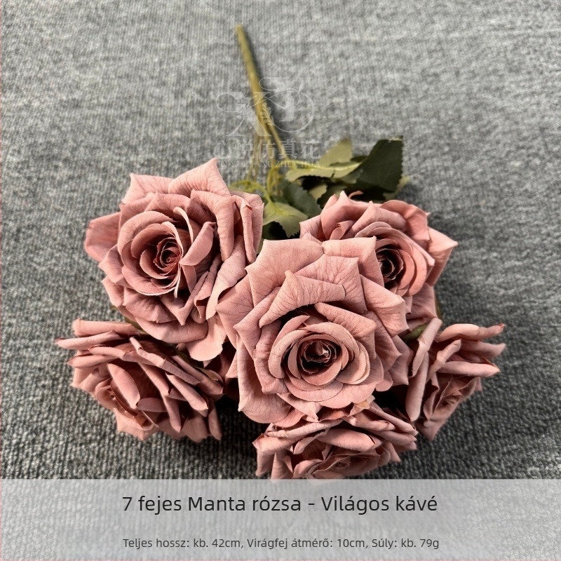 7-fejű manta rózsa – selyem virág esküvői dekorációhoz, kellék fotózáshoz és otthoni dekorációhoz
