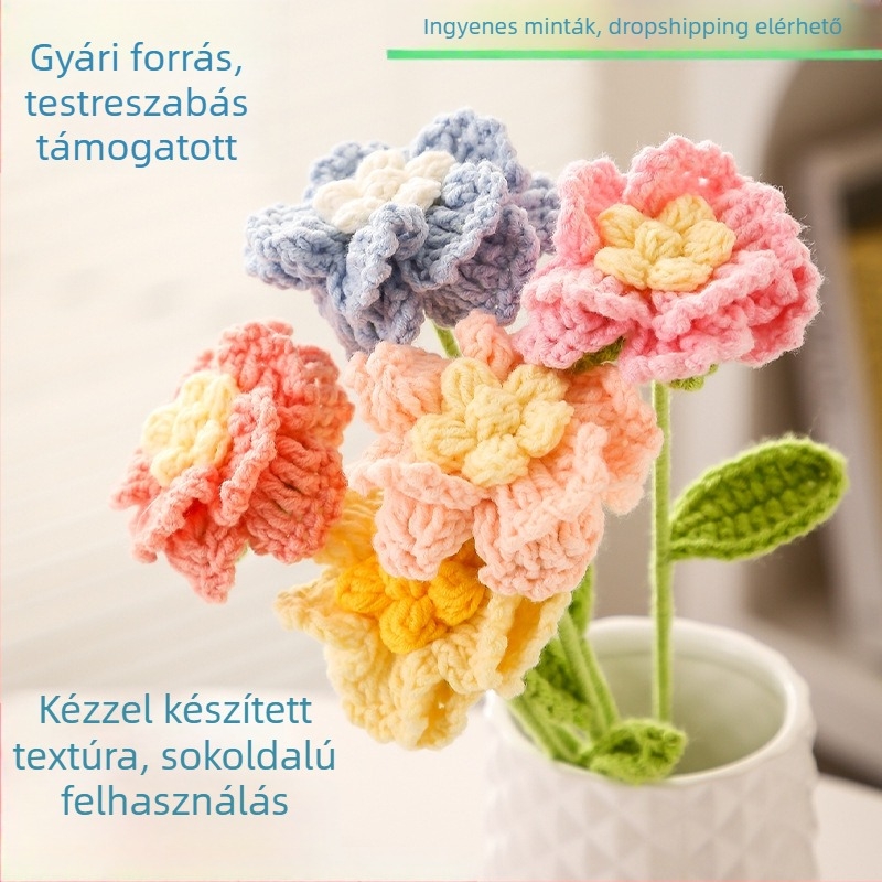 Kézzel készített fonalból horgolt rózsák, művirágok, Valentin-napi ajándék
