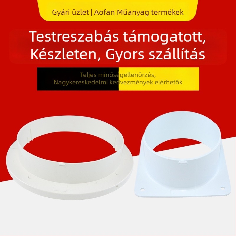 ABS központi légkondicionáló frisslevegő rendszerhez tartozó csatlakozó flanša, négyzetes–körös adapter konyhai szagelszívóhoz