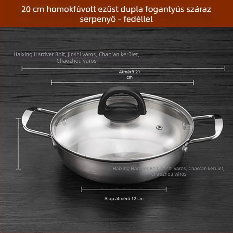 Koreai stílusú rozsdamentes acél tésztafőző edény, 1,1–2 L, gáz- és indukciós főzőlaphoz
