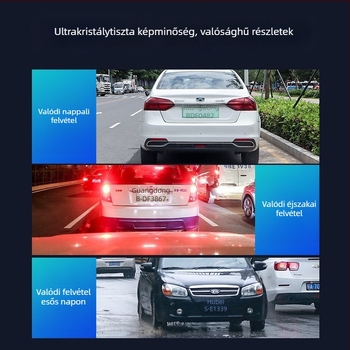 12 hüvelykes hátsó tükrös dash cam kettős lencsével, 4K Ultra HD, Wi‑Fi, éjszakai látás, GPS, felvétel előre és hátra