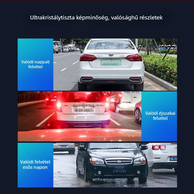 12 hüvelykes hátsó tükrös dash cam kettős lencsével, 4K Ultra HD, Wi‑Fi, éjszakai látás, GPS, felvétel előre és hátra