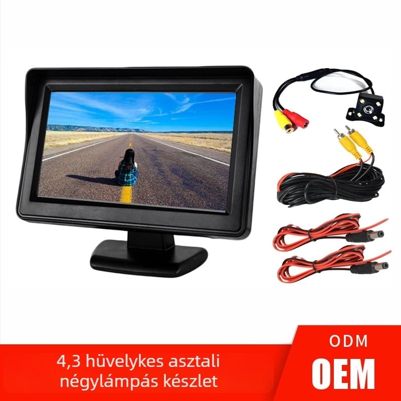 4,3 colos autós LCD-kijelző hátsó kamerával