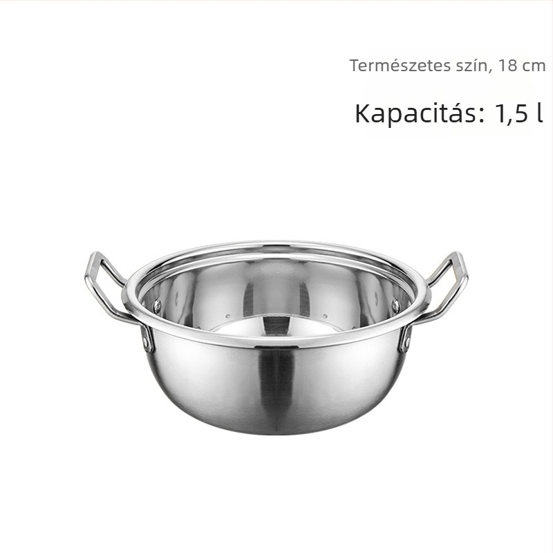 Arany színű koreai ramen fazék két füllel, rozsdamentes acélból, háztartási használatra