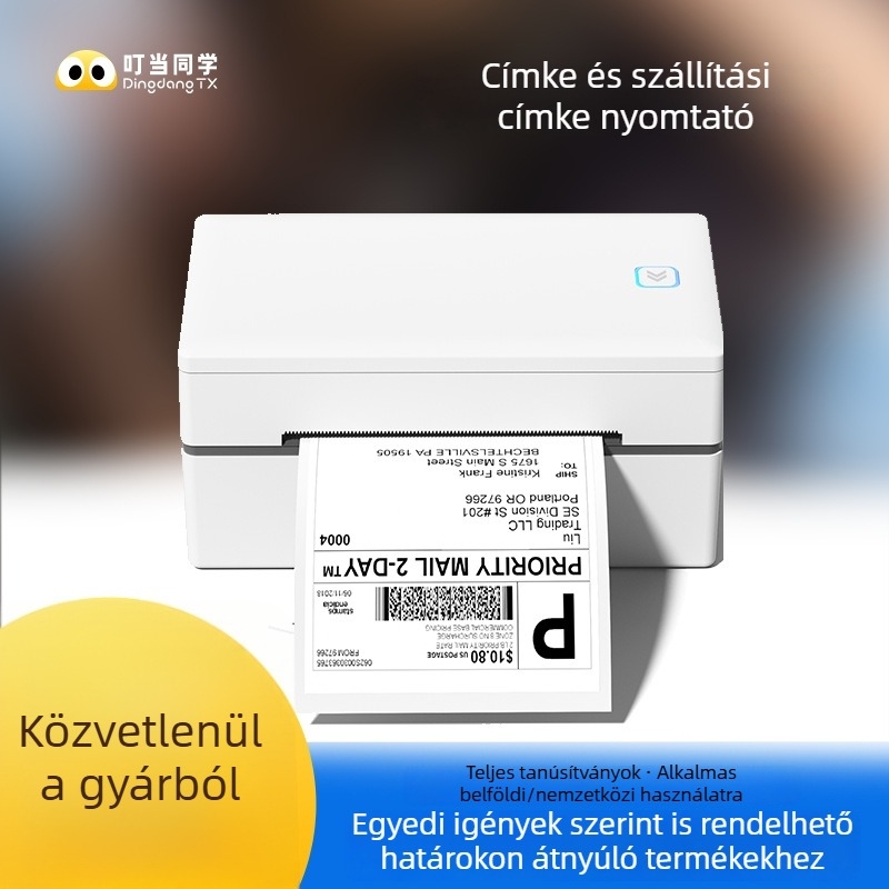 Bluetooth hőnyomtató címkékhez szállításhoz (két példány) – USB, 24V, tekercs 110 mm, nyomtatási szélesség 48–110 mm