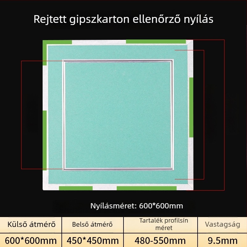 Kétoldali alumínium élű karbantartási nyílás vízálló gipszkarton mennyezethez – felső javítási hozzáférési nyílás, dekoratív panel és HVAC levegő-kimenet