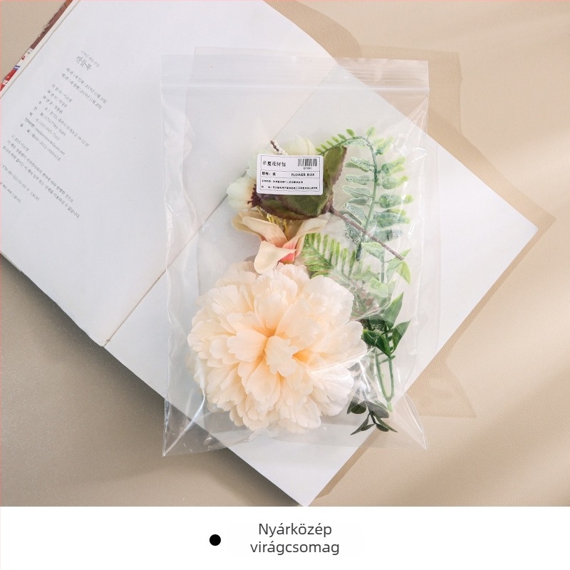 DIY selyem virágkészlet — Rosa, Hydrangea, Peonia; falidekorhoz, kalapdíszhez és ajándékdoboz díszítéséhez