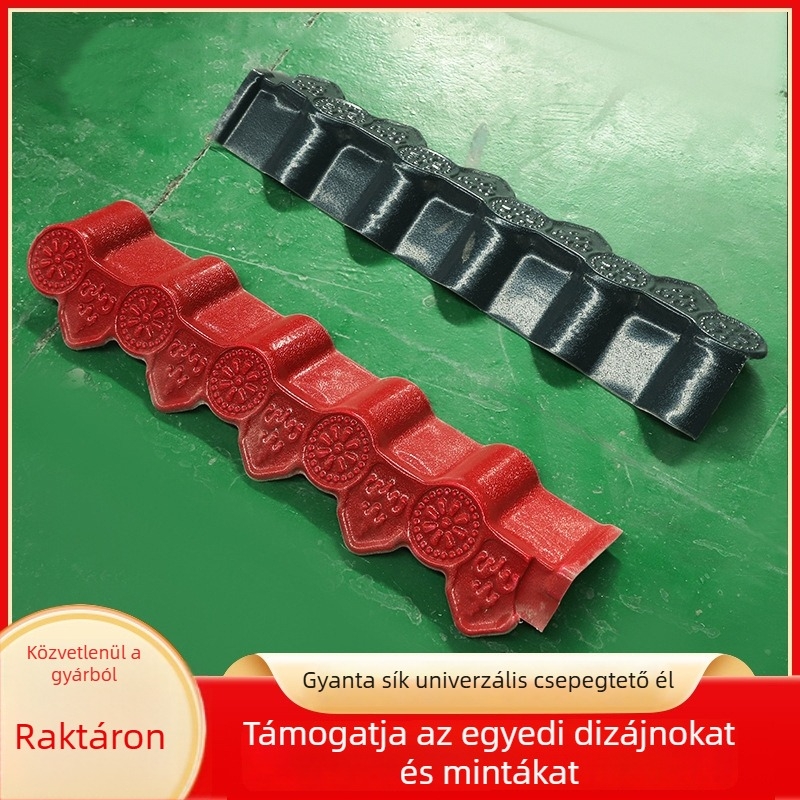 Műgyantából készült síkpanel ereszcsatornához, integrált cseréppel – antik stílusú oromzat és falcsúcs