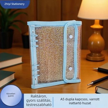A5-ös méretű, hatlyukas puha borítású fotóalbum csillogó felülettel, dupla záródással, laza lapokkal, 3 hüvelykes Polaroid fotók gyűjteményéhez