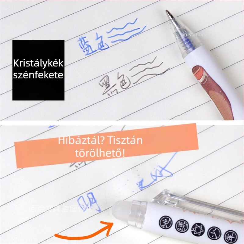 Erasable nyomó tollbetét, kristálykék és szénfekete színben, 20/50 darab, MoEasy törölhető betét általános iskolások számára