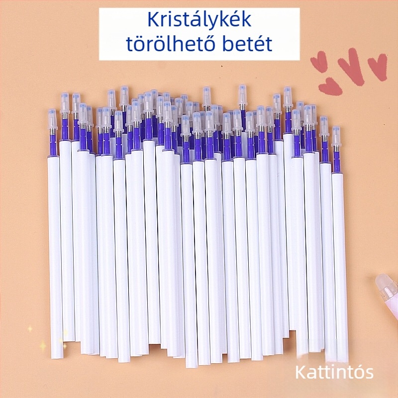 Erasable nyomó tollbetét, kristálykék és szénfekete színben, 20/50 darab, MoEasy törölhető betét általános iskolások számára
