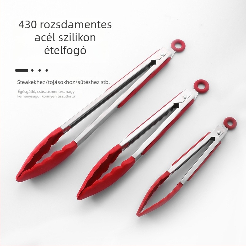 430 rozsdamentes acél szilikon élelmiszerklip, grill- és steak-klip, konyhai eszköz