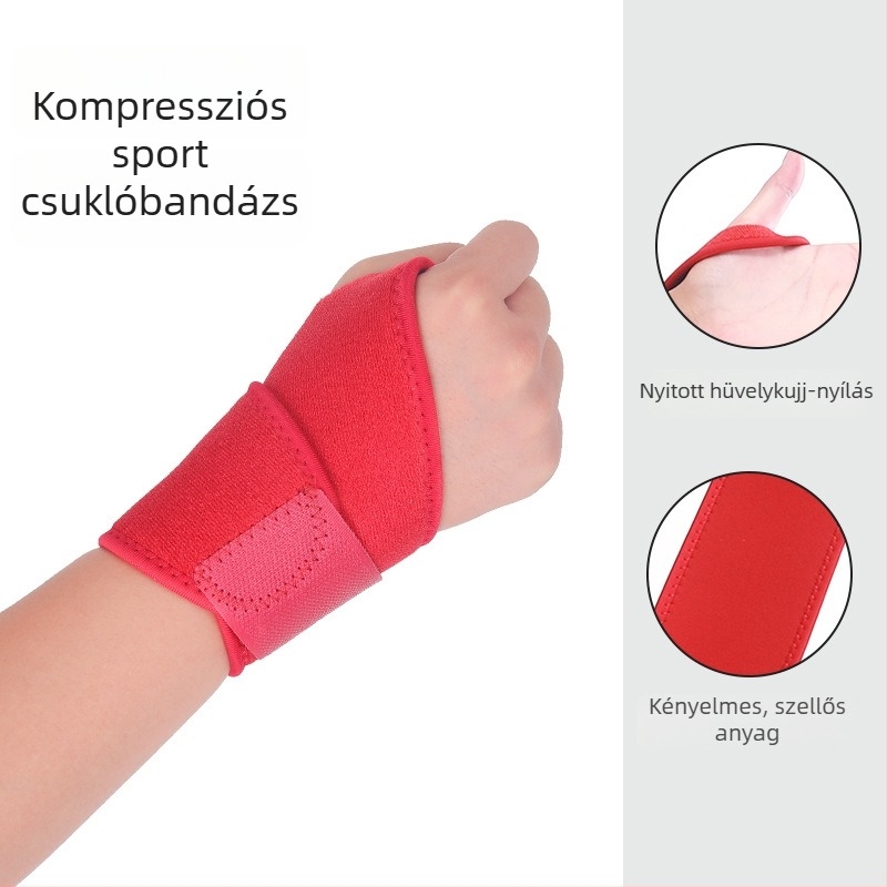 Uniszex sport kéztartók, kompressziós pántokkal és csuklóvédővel, állítható