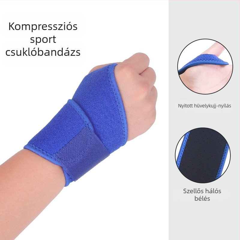 Uniszex sport kéztartók, kompressziós pántokkal és csuklóvédővel, állítható