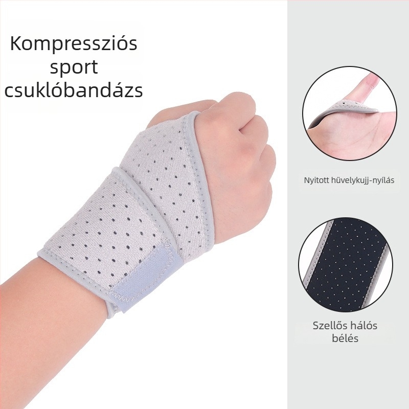 Uniszex sport kéztartók, kompressziós pántokkal és csuklóvédővel, állítható
