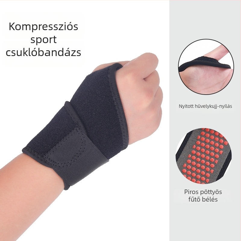 Uniszex sport kéztartók, kompressziós pántokkal és csuklóvédővel, állítható