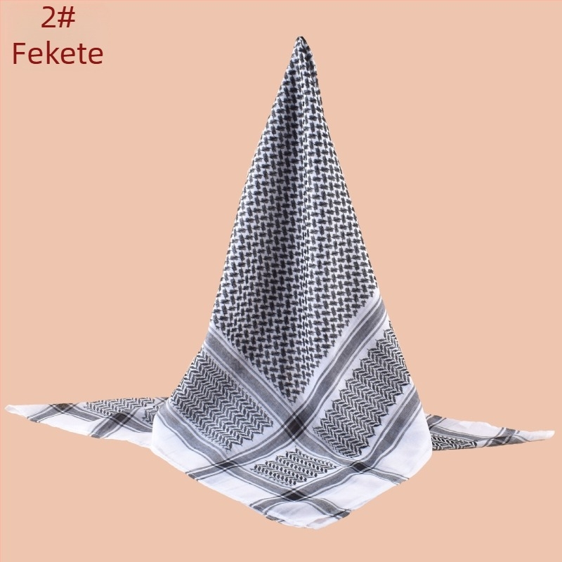 Nyomtatott kültéri négyszögletes sál férfiaknak, szélvédett fejkendő, poliészter, 140x140 cm