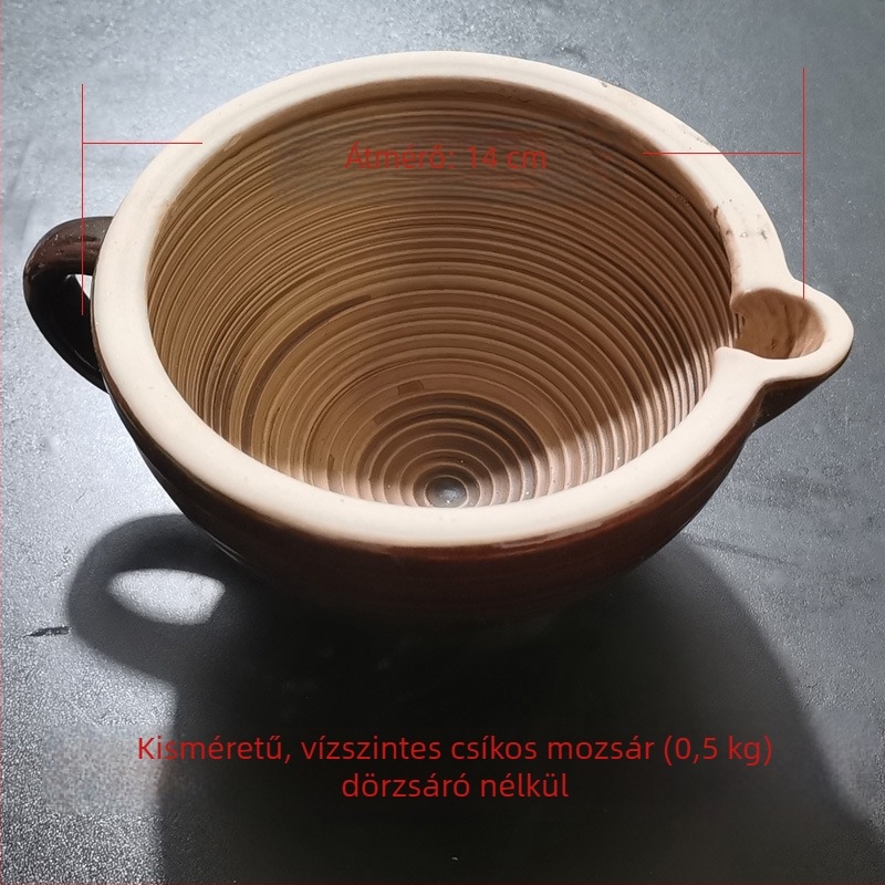 Kerámiából készült mozsár és törő, fokhagyma és chili zúzására, rizspasztához, teához és lótuszgyökérhez