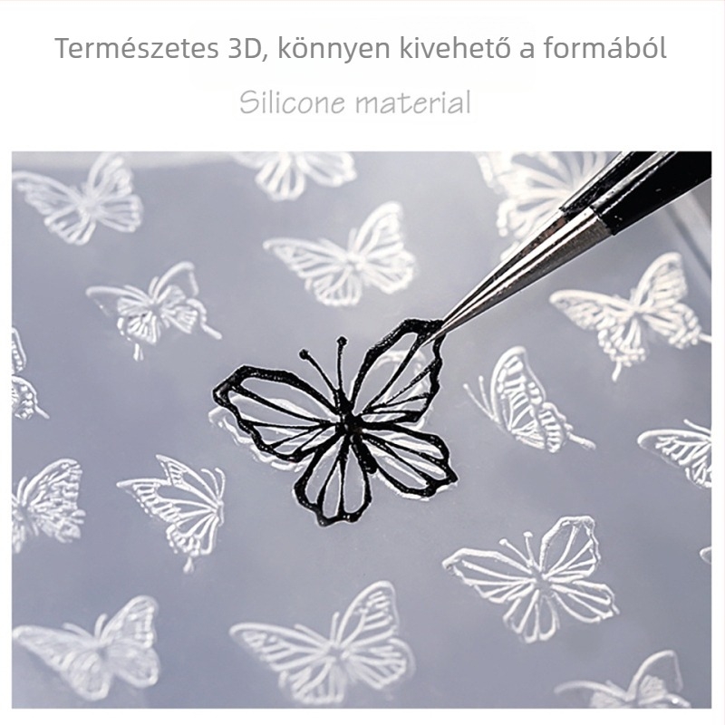3D-relief szilikon körömdíszítő forma hópehely-csipke és bohém pillangó mintával