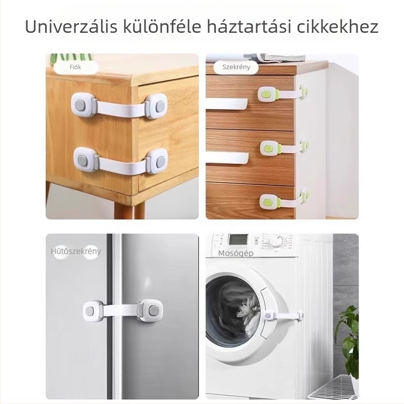 Gyermekbiztonsági zár fiókokhoz és ajtókhoz — megakadályozza a nyitást és a csípődést