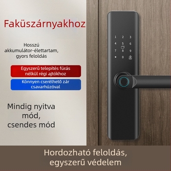 Fából készült belső ajtó biometrikus zár, ujjlenyomat-olvasó, lyukfúrás nélkül, otthonra, lakásra és vendégházba, jelszavas és okos zár