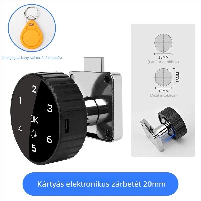 Okos szekrényzár elektronikus jelszóval és kártyaolvasóval, fiókokhoz és fém szekrényekhez