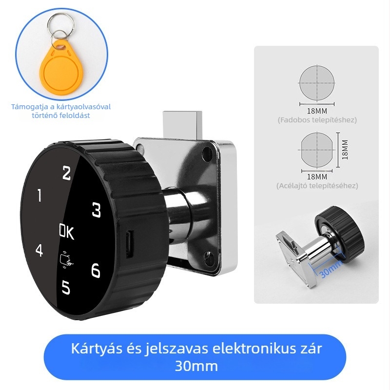 Okos szekrényzár elektronikus jelszóval és kártyaolvasóval, fiókokhoz és fém szekrényekhez