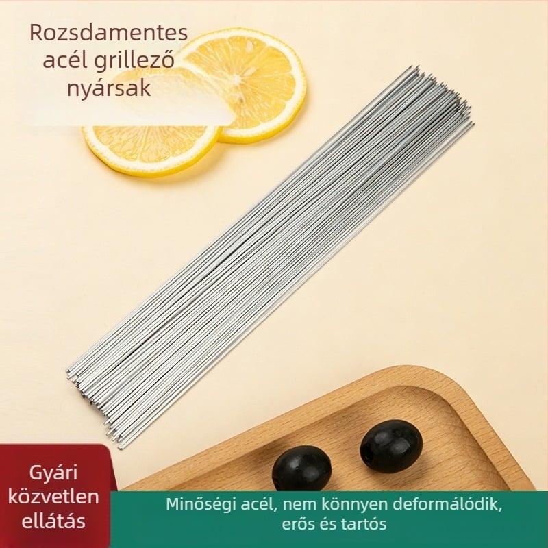 Rozsdamentes acél grillnyársak – vékonyak, kültéri grillezéshez