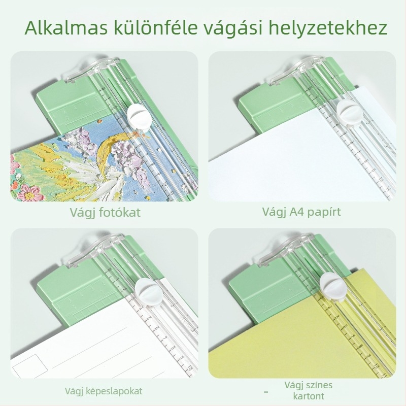 Kétirányú papírvágó A4-es méretű fotópapírhoz, kézi működtetés, hordozható, diák verzió