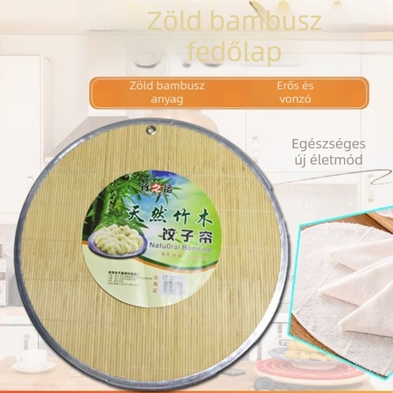 Kétoldalas bambusz fedő gombócokhoz, kör alakú vas élű szegéllyel