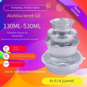 Egyszer használatos kerek alumíniumfóliás tál, 400 ml kapacitású, Ø85 mm átmérőjű, grillhez és gőzölt tojásokhoz megfelelő