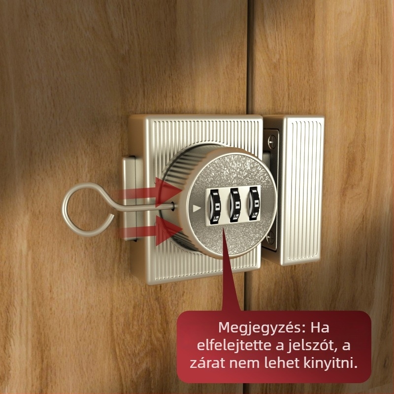 Lyukasztás nélküli zár kódos fiókokhoz, cipősszekrényekhez és gardróbokhoz; dupla ajtós szekrényekhez anti-theft zár