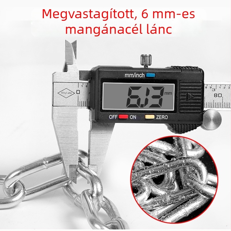 Ötjegyű láncos zár vast mangán acél lánccal kerékpárokhoz és motorkerékpárokhoz