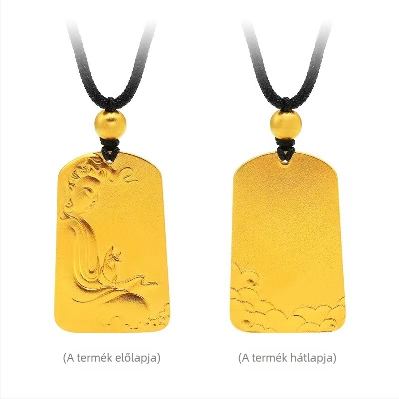 Guanyin medál aranyozott rézből készült nyaklánc, uniszex, retro stílus, ősi technika