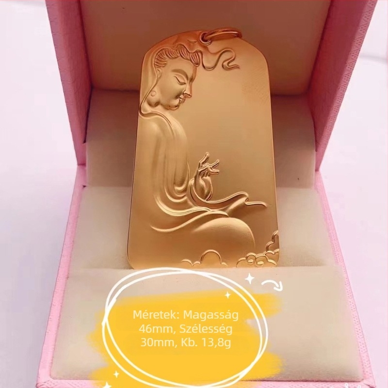 Guanyin medál aranyozott rézből készült nyaklánc, uniszex, retro stílus, ősi technika