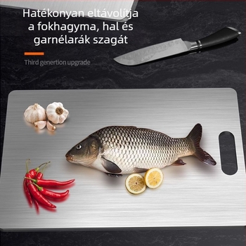 Rozsdamentes acél kettős oldalú vágódeszka, konyhai használatra, penészmentes, zöldségek, gyümölcsök és tészta vágására