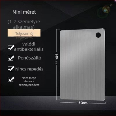 Rozsdamentes acél kettős oldalú vágódeszka, konyhai használatra, penészmentes, zöldségek, gyümölcsök és tészta vágására