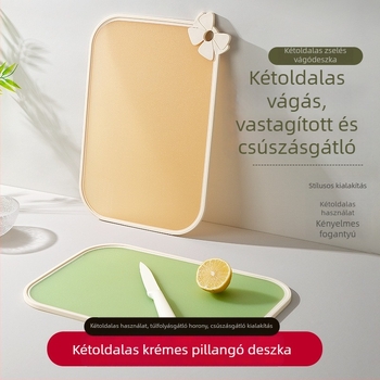 Konyhai kétoldalas vágódeszka, antibakteriális PP anyagú, bébiételek előkészítésére és gyümölcs–zöldség vágására