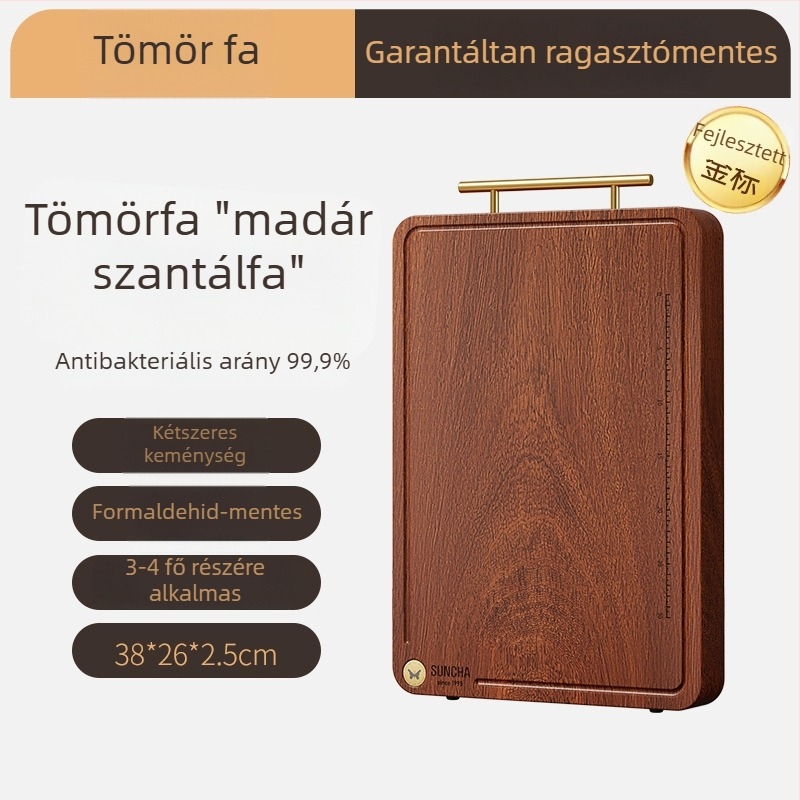 Kétoldalas vágódeszka ebonyszantálfából, tömörfa, konyhai használatra