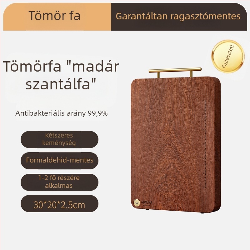 Kétoldalas vágódeszka ebonyszantálfából, tömörfa, konyhai használatra