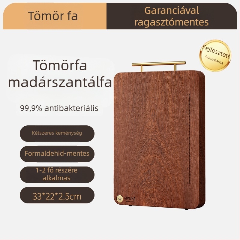 Kétoldalas vágódeszka ebonyszantálfából, tömörfa, konyhai használatra
