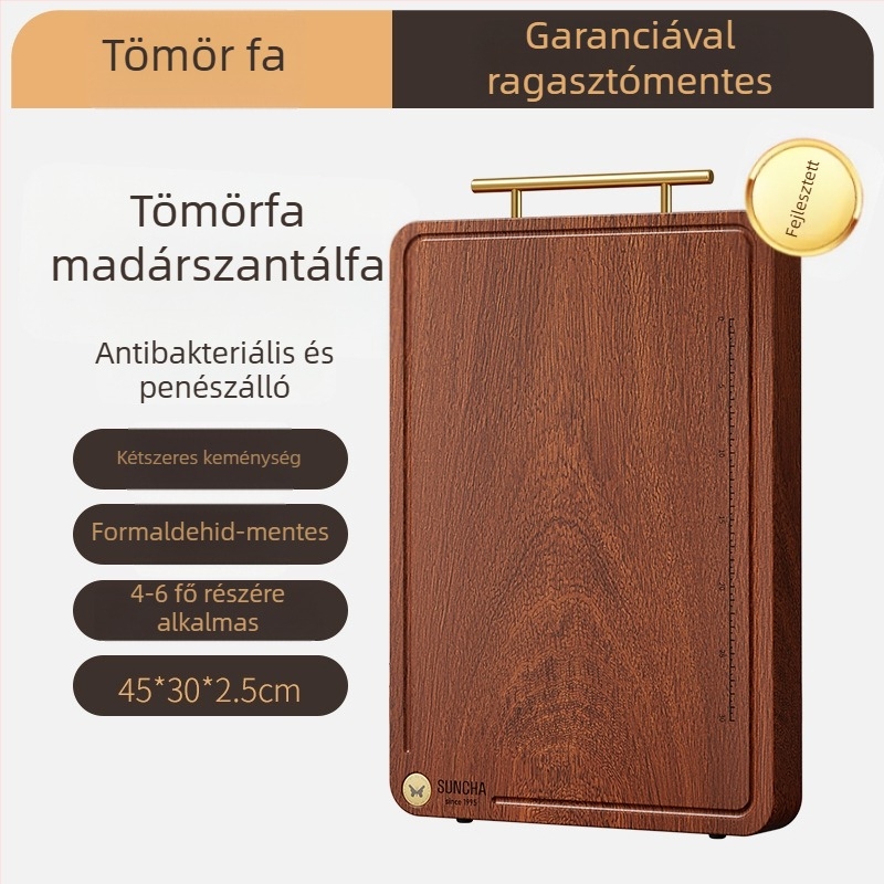 Kétoldalas vágódeszka ebonyszantálfából, tömörfa, konyhai használatra