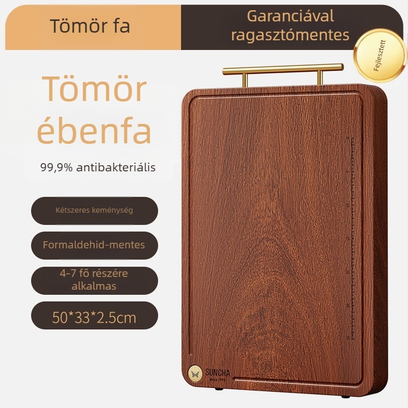 Kétoldalas vágódeszka ebonyszantálfából, tömörfa, konyhai használatra