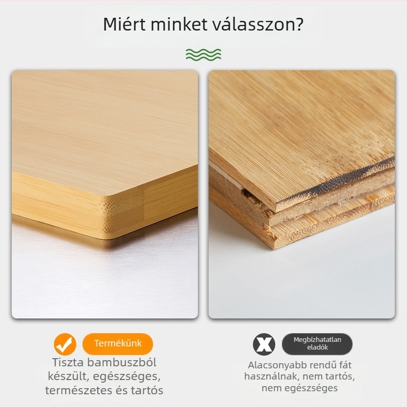 Bambusz vágódeszka – kétoldalas tésztagyúró deszka, gombaellenes, 100% bambusz